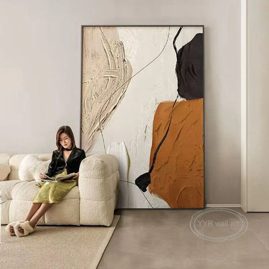 Nordic Modern Abstract Color Matching Thick Oil Handmade Oil Painting For Home Decoration Bedroom Dining Room Living Room Mural