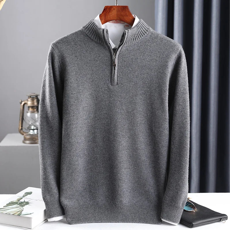 Cashmere Blend Zip-Up Sweater