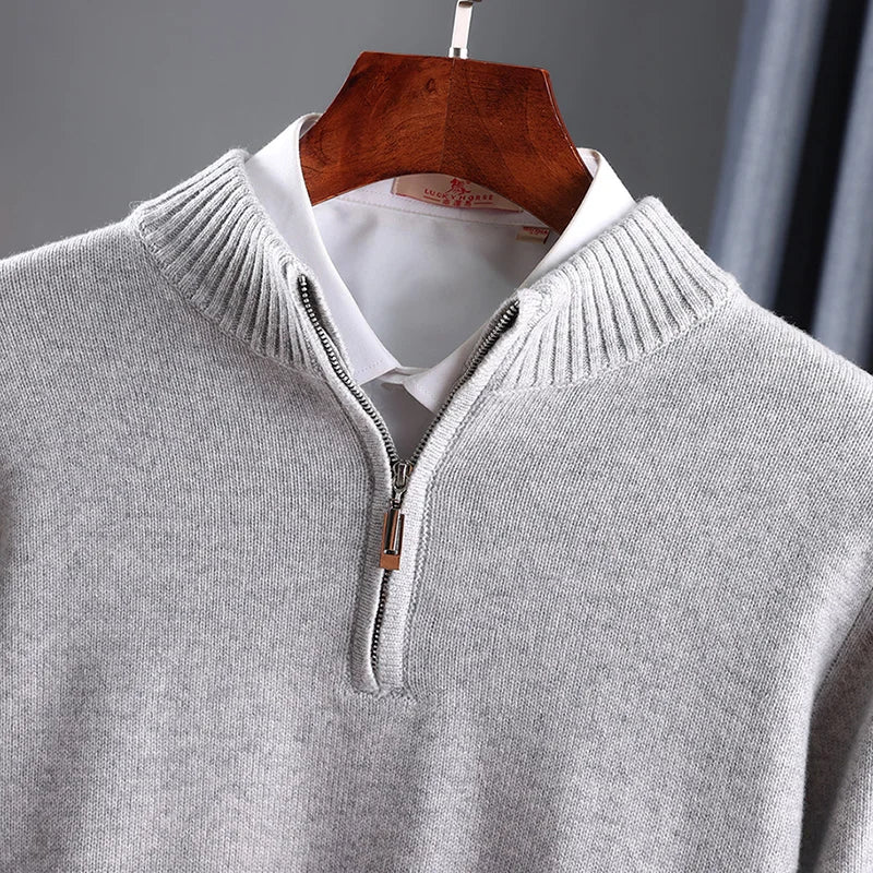 Cashmere Blend Zip-Up Sweater
