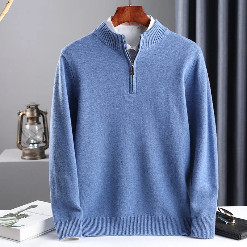 Cashmere Blend Zip-Up Sweater