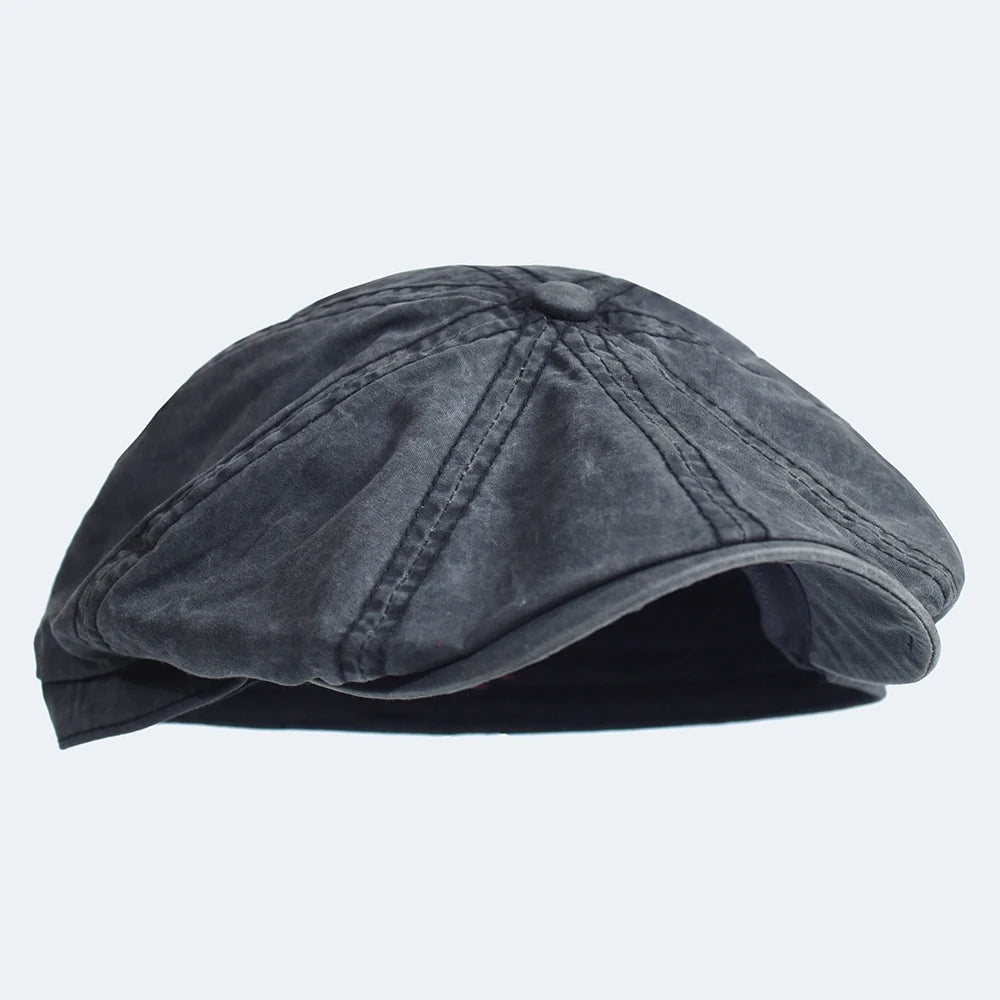 Washed Cotton Newsboy Cap