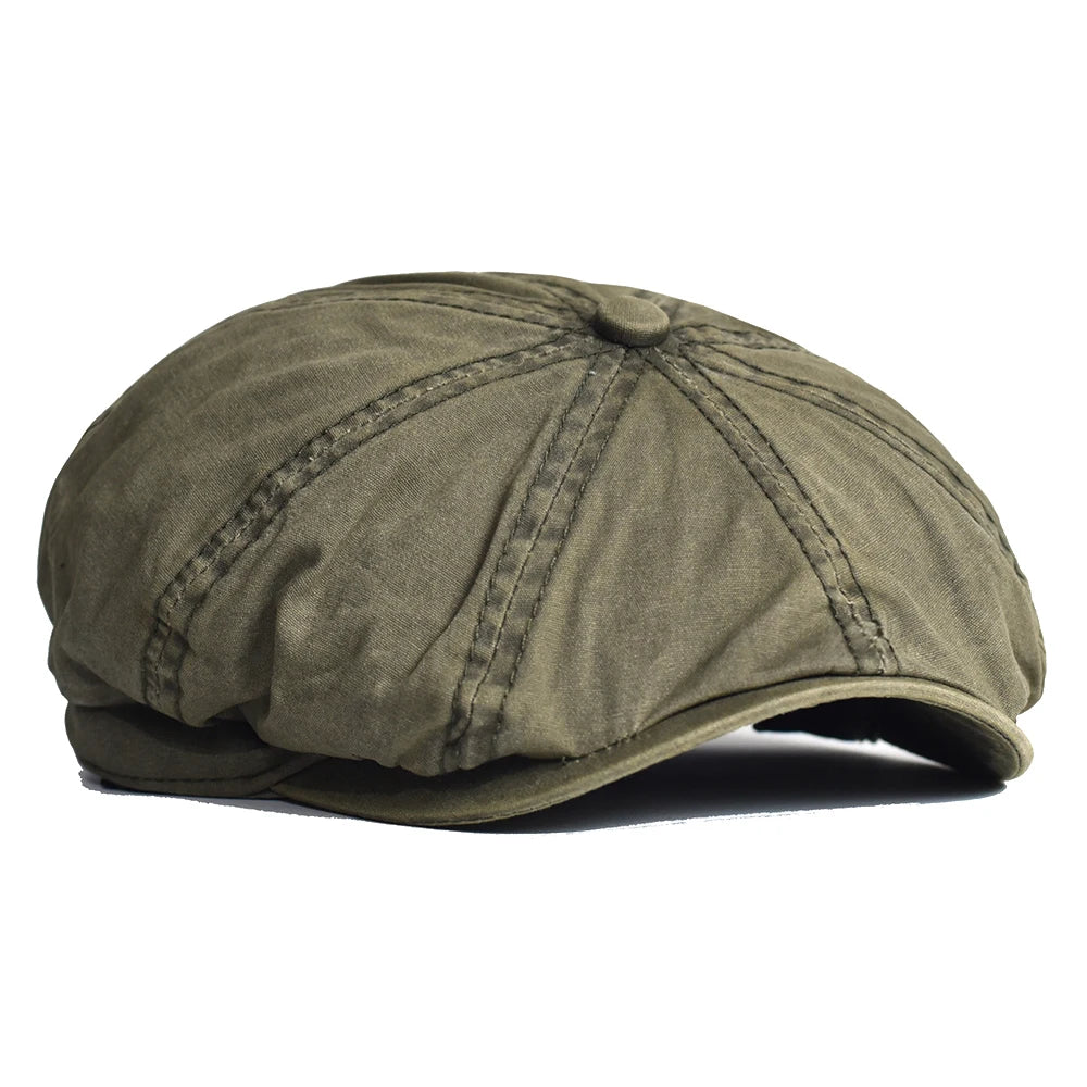 Washed Cotton Newsboy Cap