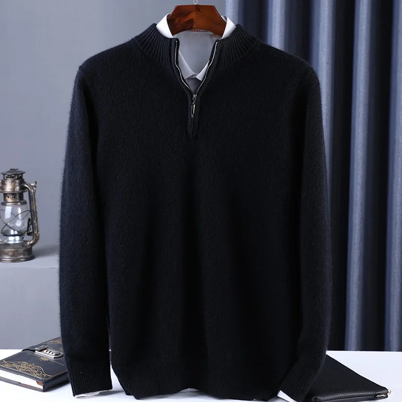 Cashmere Blend Zip-Up Sweater