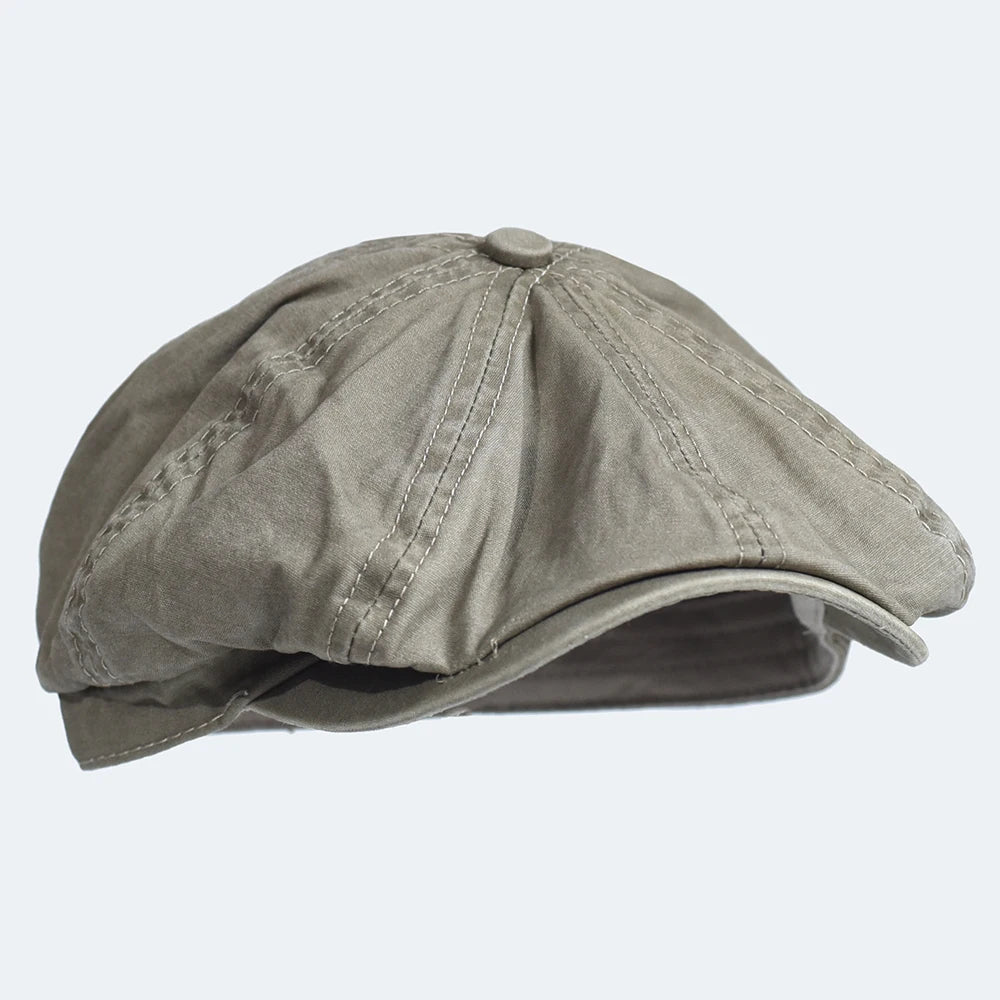 Washed Cotton Newsboy Cap