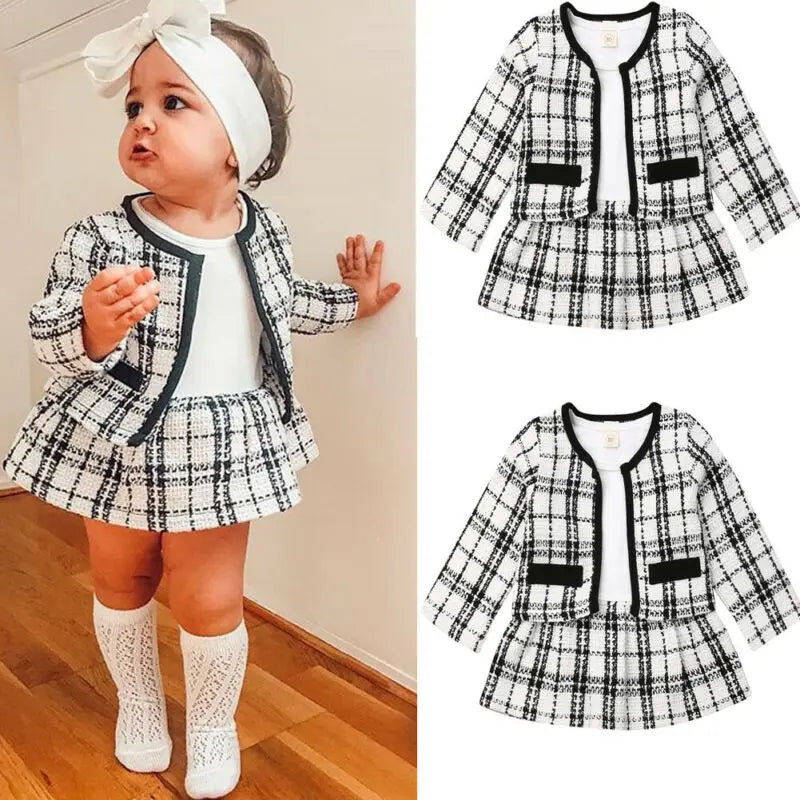 White Plaid Two Piece Set