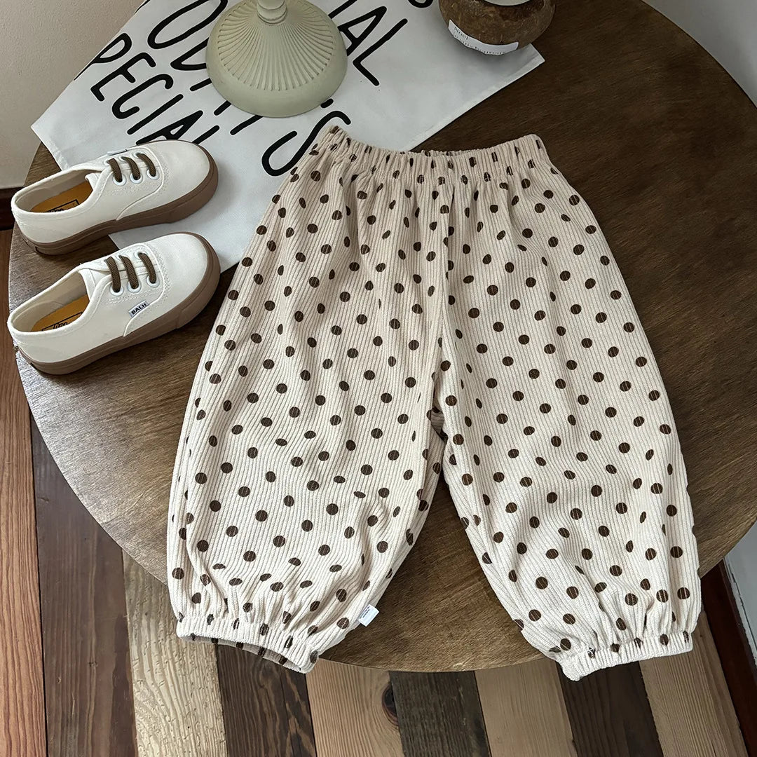 Baby Girls Pants Kids Full Printed Pant Corduroy Trousers Autumn Children's Clothing Korean Style