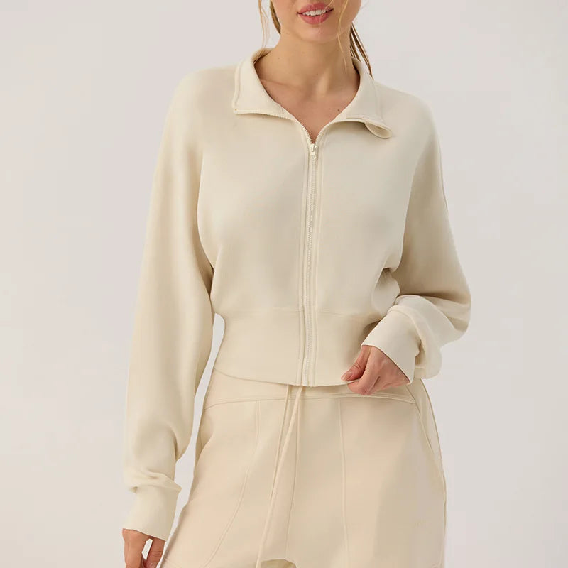 Stand Collar Zip-Up Cardigan Jacket