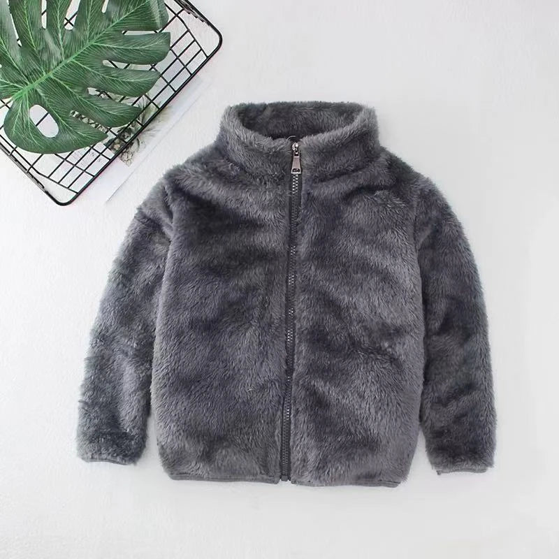 Spring And Autumn Winter Plush Coat For Boys And Girls Warm Clothes For Babies Wearing Double Sided Plush Clothes Outside