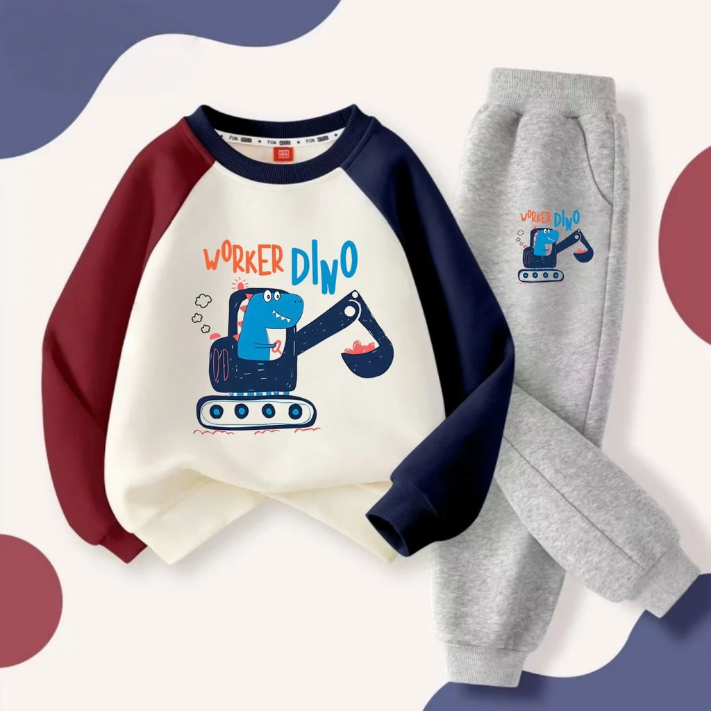 Autumn Baby Boy Cartoon Dinosaur Printed Clothes