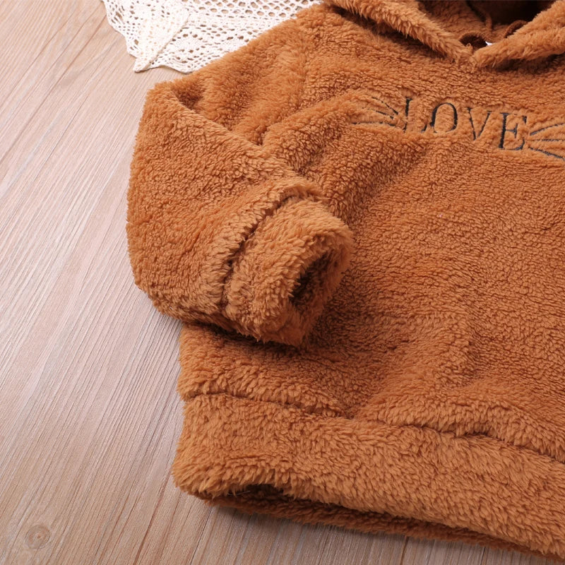 Humor Bear Boys and Girls' Autumn and Winter New Cat Embroidered Fur Cute Home Fur Set Vestidos Casual Outfit 2-6Y