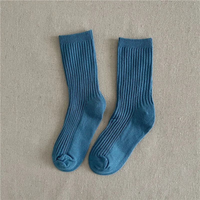 Solid Color Children's Casual Socks Ribbed Boys Girls