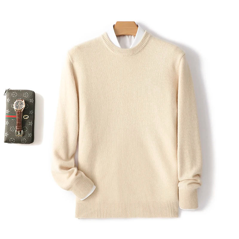 Men's Pure Wool Cashmere Blend Crewneck Sweater