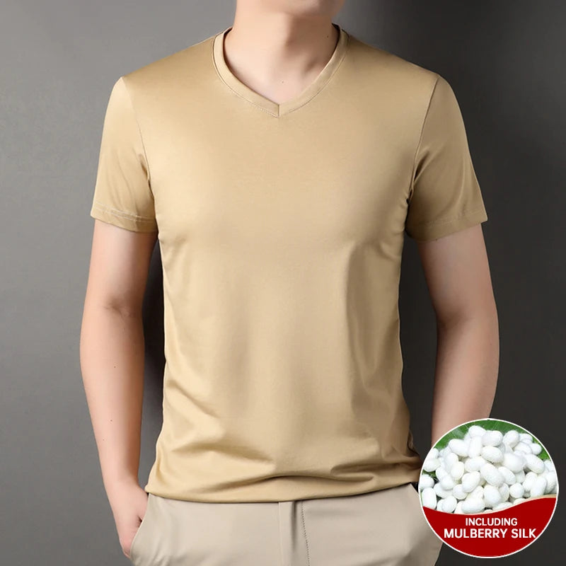 Silk New Summer V Neck t Shirts