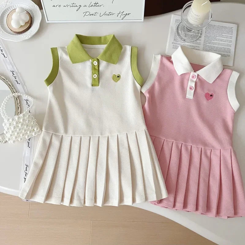 Dress Spring Summer Turn-Down Collar Kids