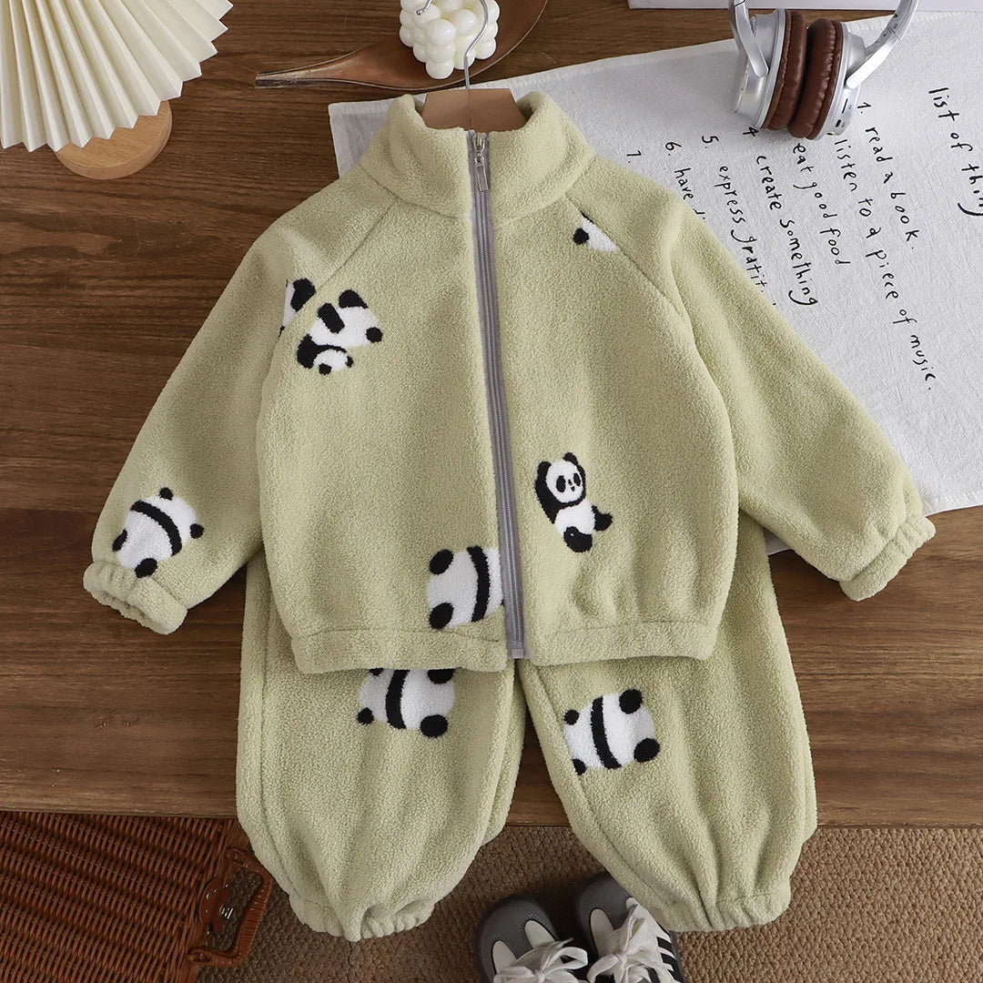 Baby Girl plush thickened two-piece set