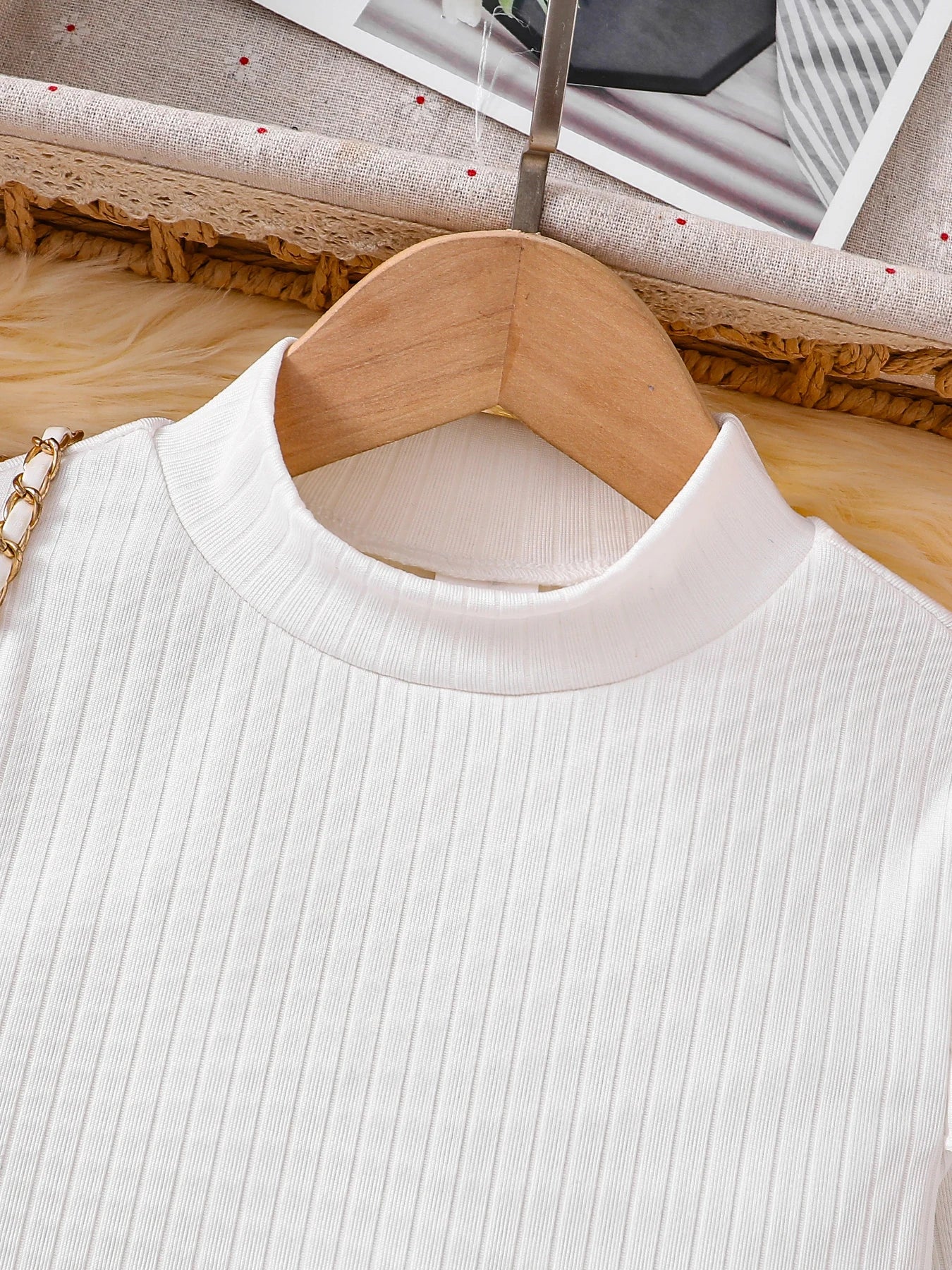 Two-Piece Knitted Blouse and Skirt