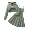 Autumn And Winter Women's And Children's Casual Fashionable Elegant Short Top&Dress Two-Piece Set