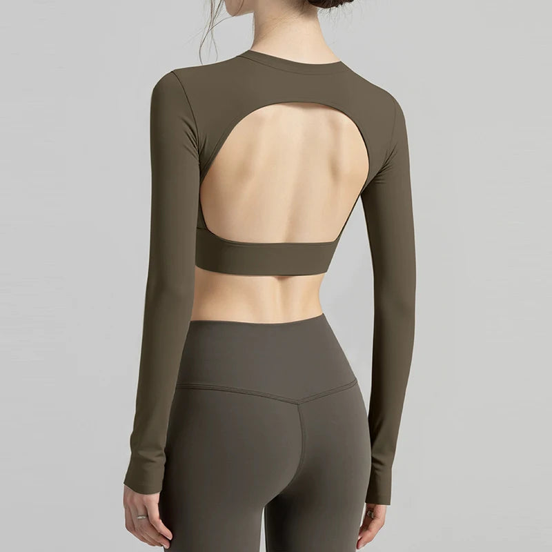 Women's Backless Long Sleeve Yoga Top