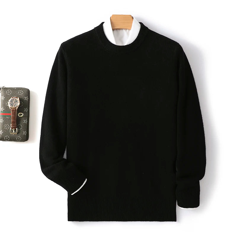 Men's Pure Wool Cashmere Blend Crewneck Sweater