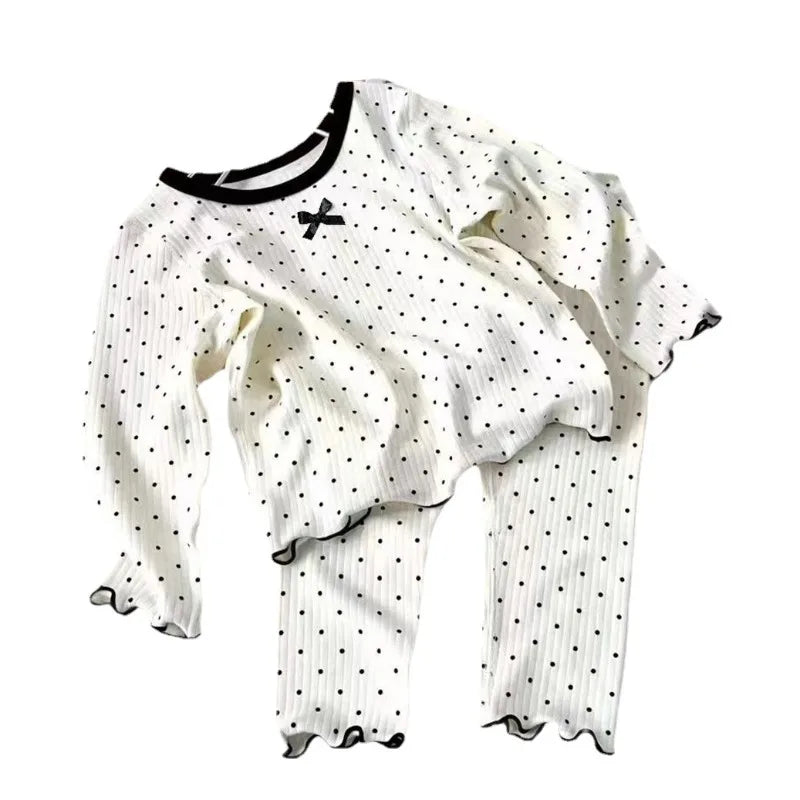 Two Piece Polka Dot Pajama Set