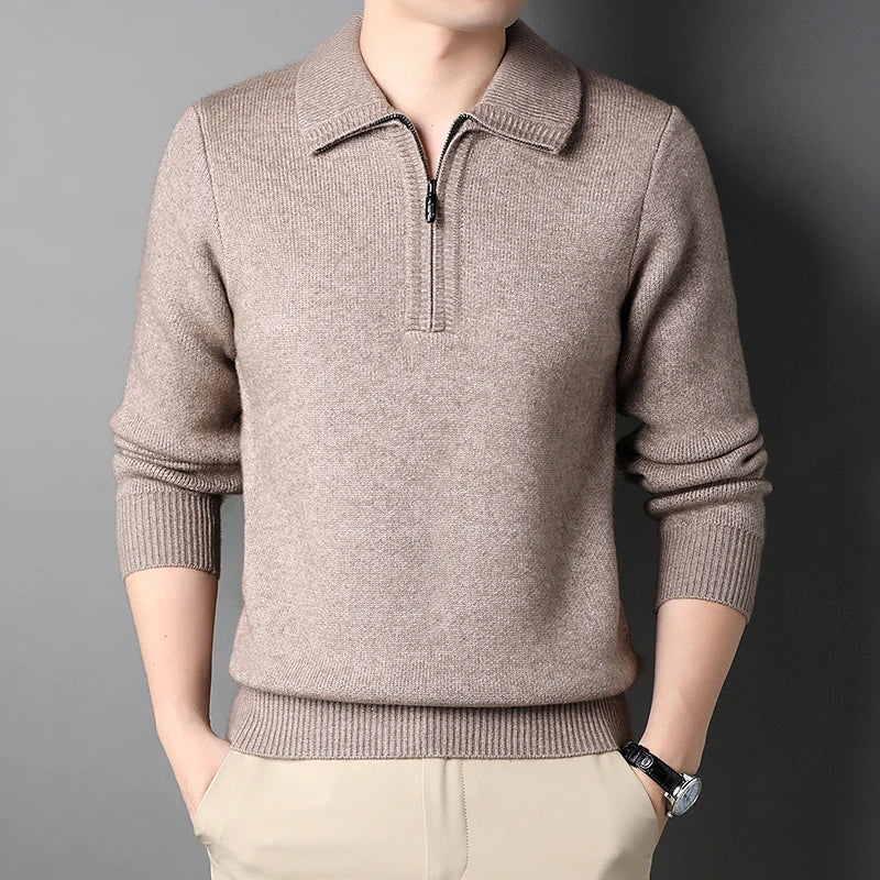 Knitted Wool Zip-Up Sweater