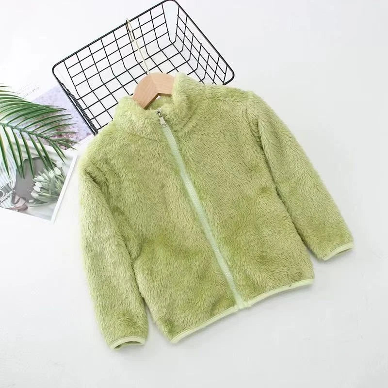 Spring And Autumn Winter Plush Coat For Boys And Girls Warm Clothes For Babies Wearing Double Sided Plush Clothes Outside