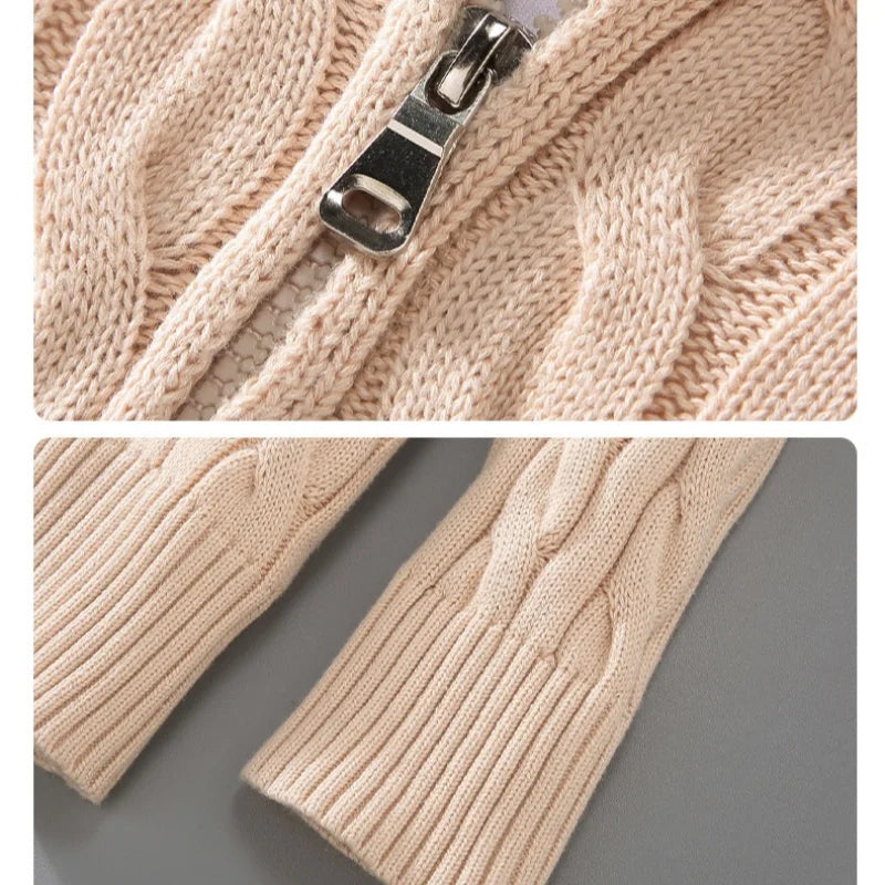 Half Collar Knit Zip Up