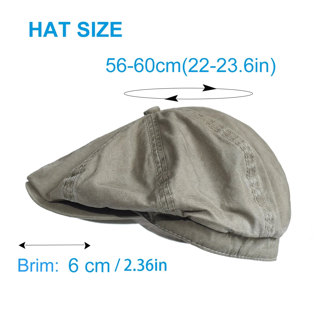 Washed Cotton Newsboy Cap