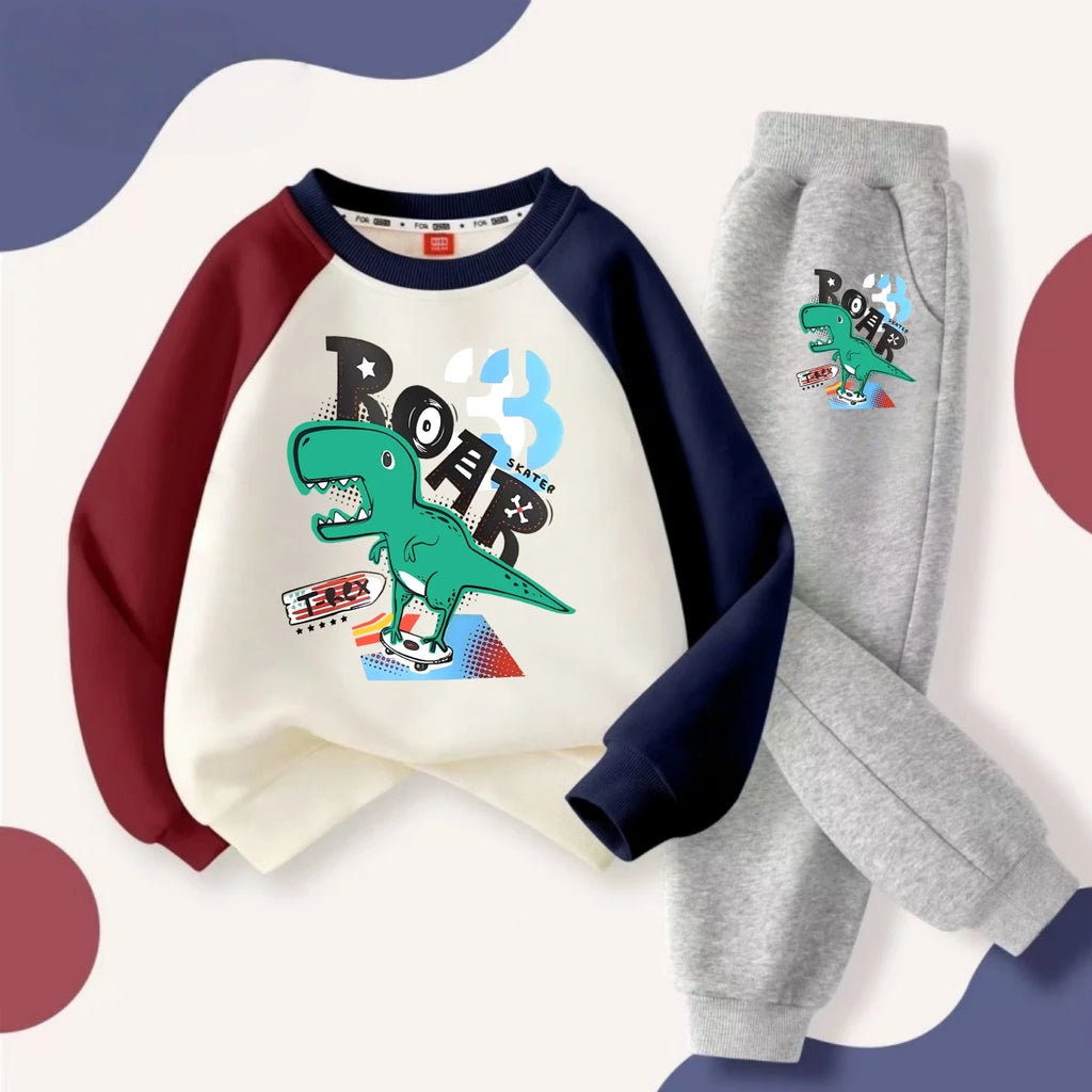 Autumn Baby Boy Cartoon Dinosaur Printed Clothes