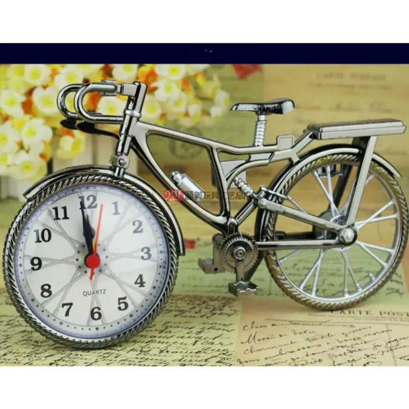 1Pc Clock Desk Retro Bicycle Alarm Clock Creative Clock Stylish Home Furnishings Table Watch Desk Clock
