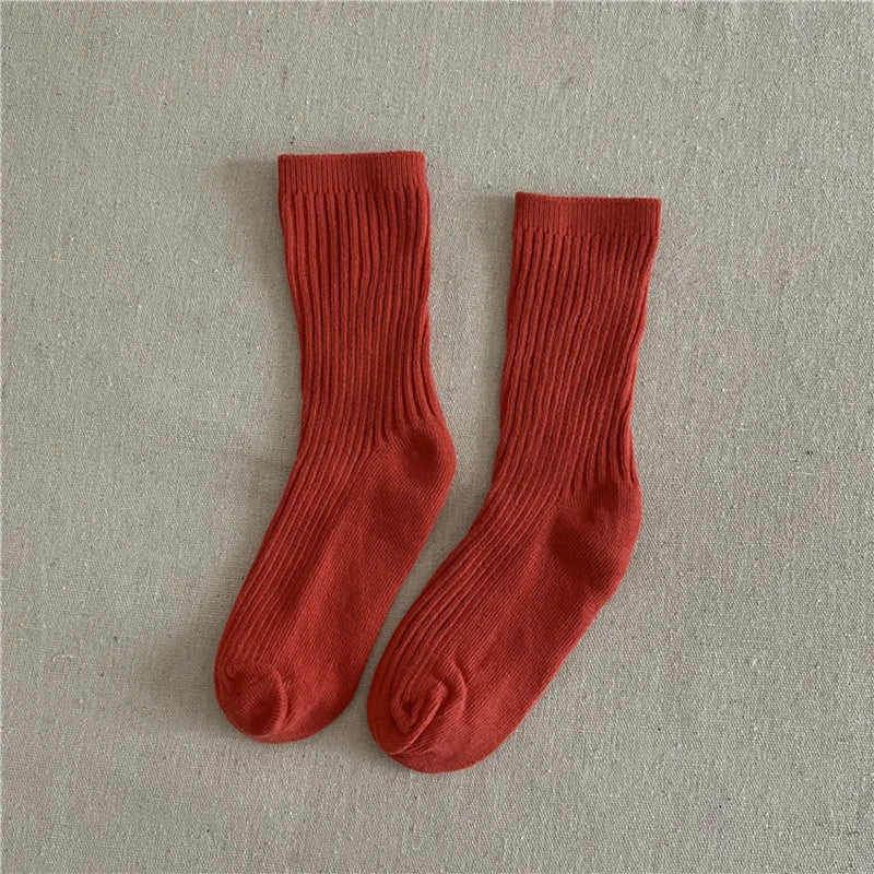 Solid Color Children's Casual Socks Ribbed Boys Girls