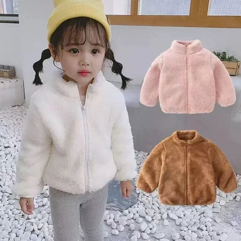 Spring And Autumn Winter Plush Coat For Boys And Girls Warm Clothes For Babies Wearing Double Sided Plush Clothes Outside