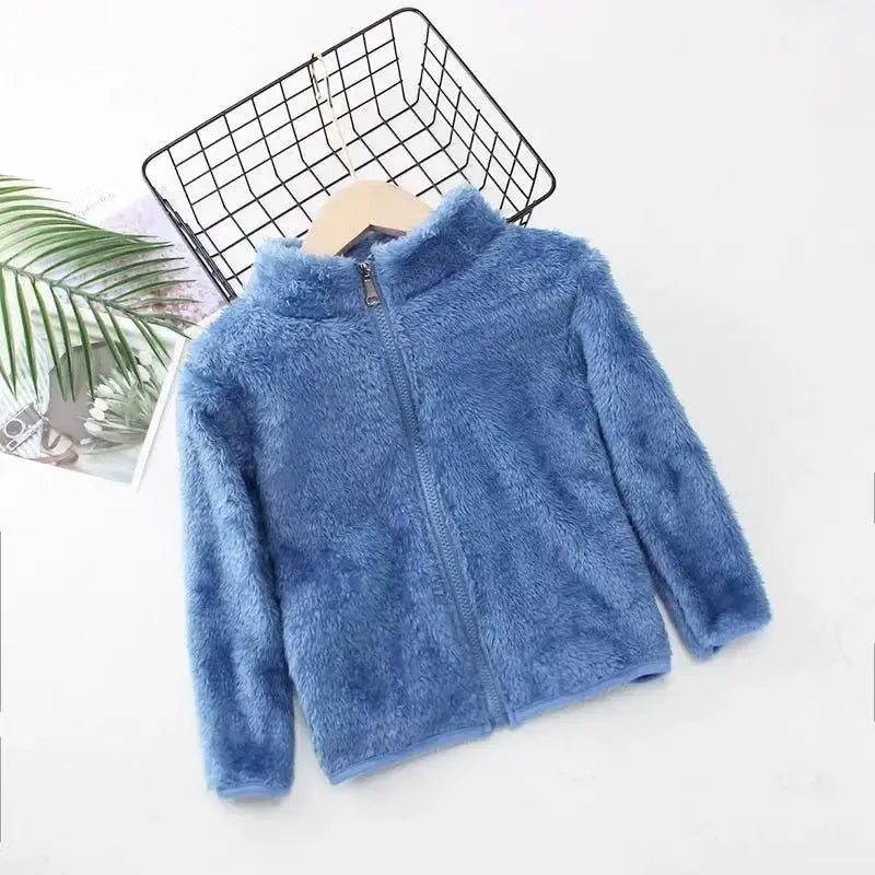 Spring And Autumn Winter Plush Coat For Boys And Girls Warm Clothes For Babies Wearing Double Sided Plush Clothes Outside