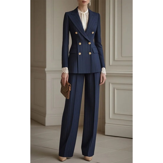 Strips Elegant Two Piecs Suit