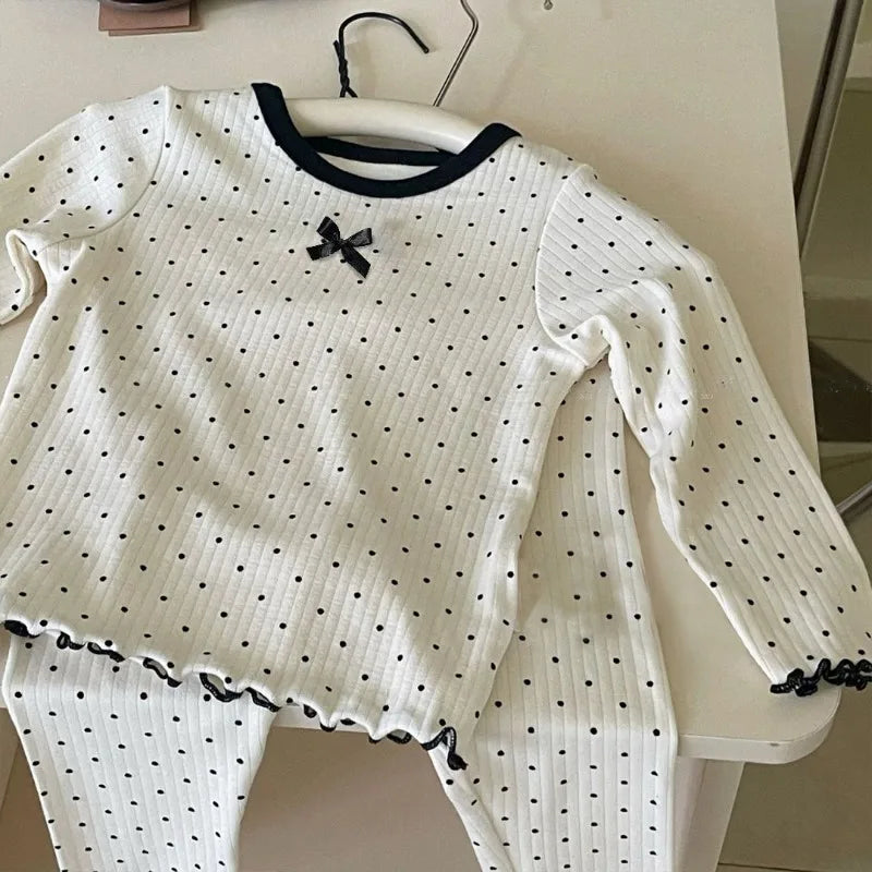 Two Piece Polka Dot Pajama Set