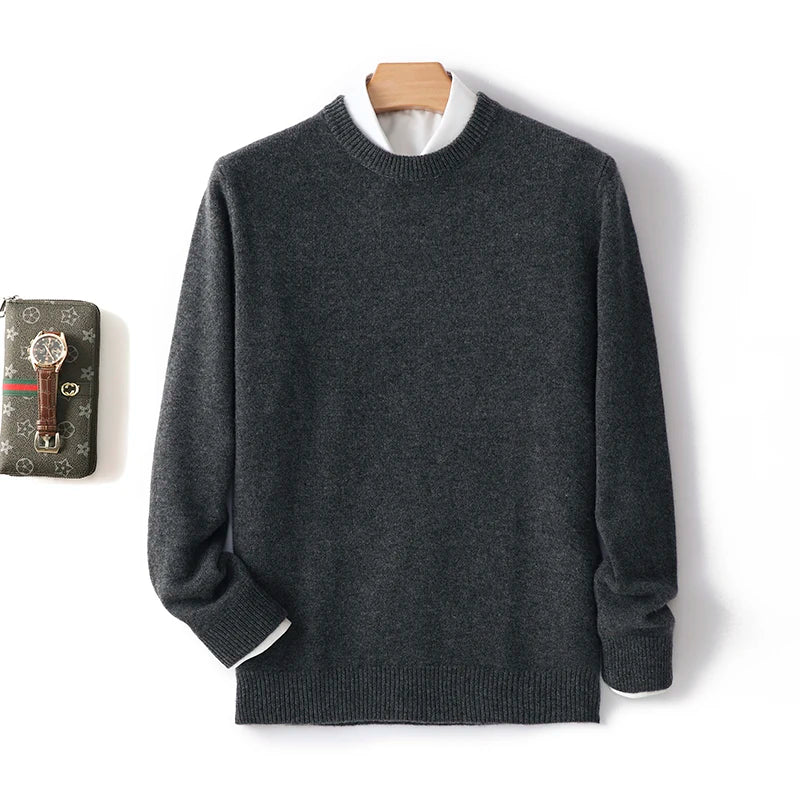 Men's Pure Wool Cashmere Blend Crewneck Sweater