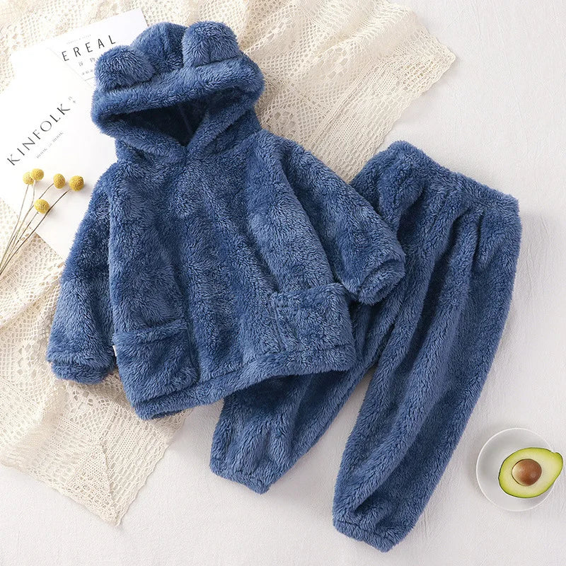 Children's Autumn Fleece Bear Ear Hooded