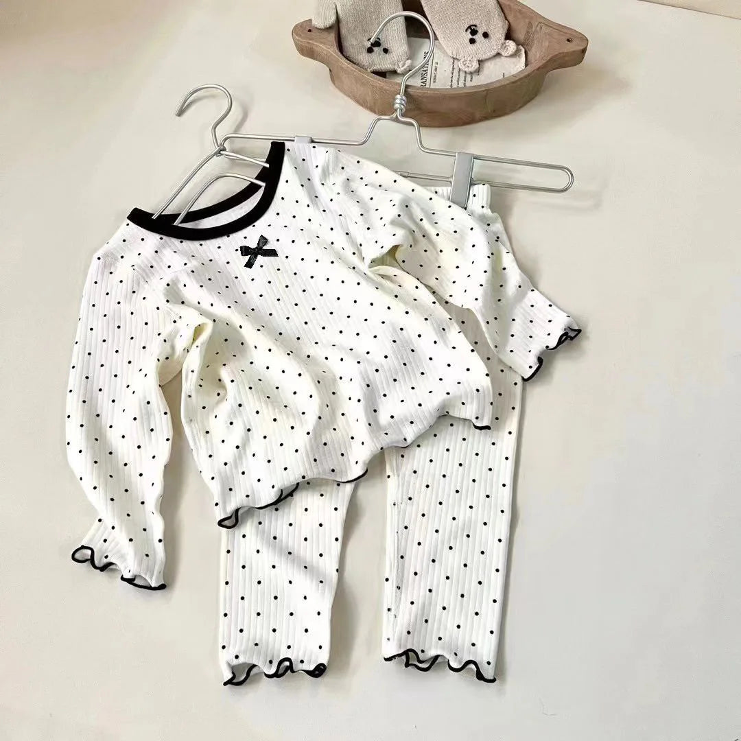 Two Piece Polka Dot Pajama Set