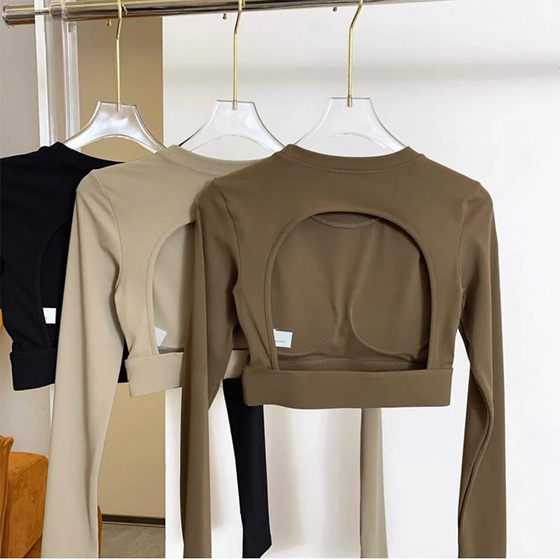 Women's Backless Long Sleeve Yoga Top