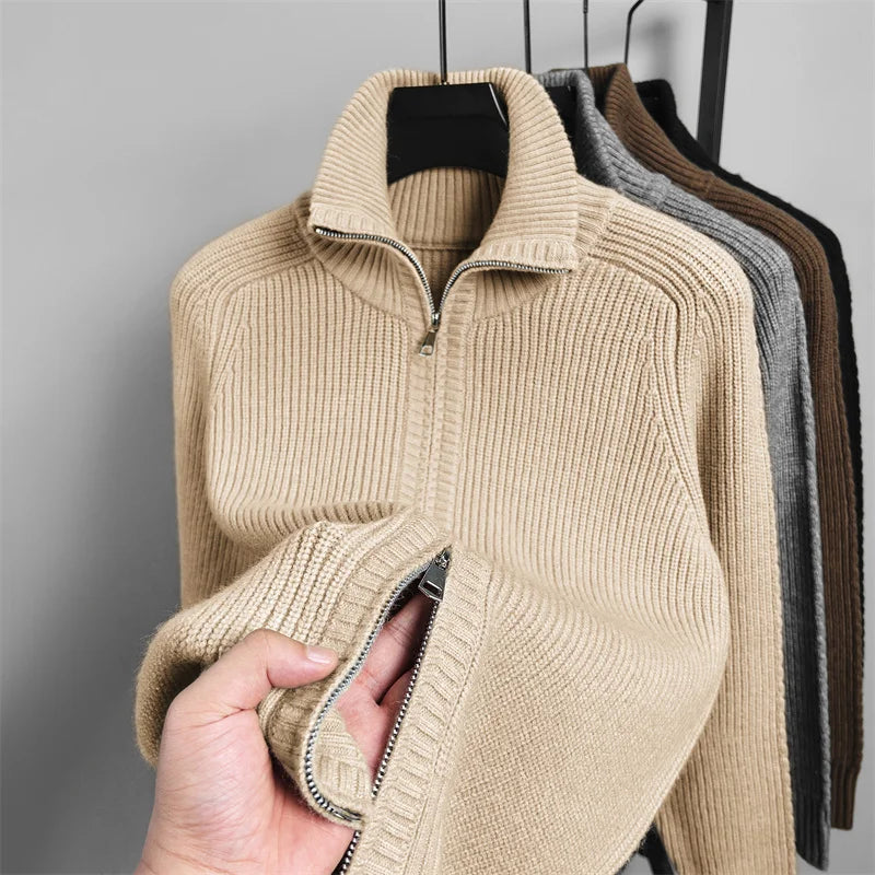 Men's Knitted Zip-Up Sweater