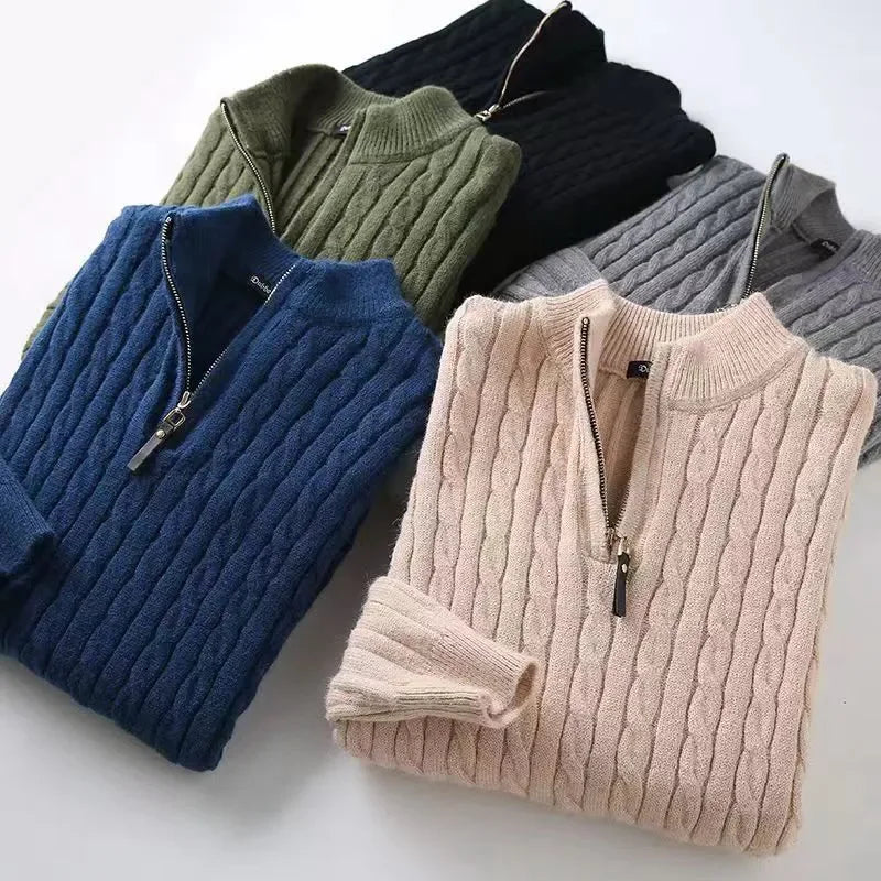 Knitted Cashmere Blend Zip-Up Sweater