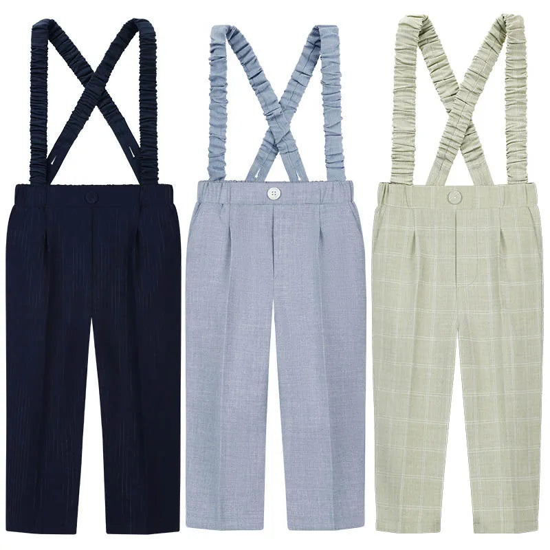Children Boys Plaid Suit Pant Elastic Strappy Pant For 1-10Y Kids Boy Casual Baby Boy Performance School Pants Suit Elegant Pant