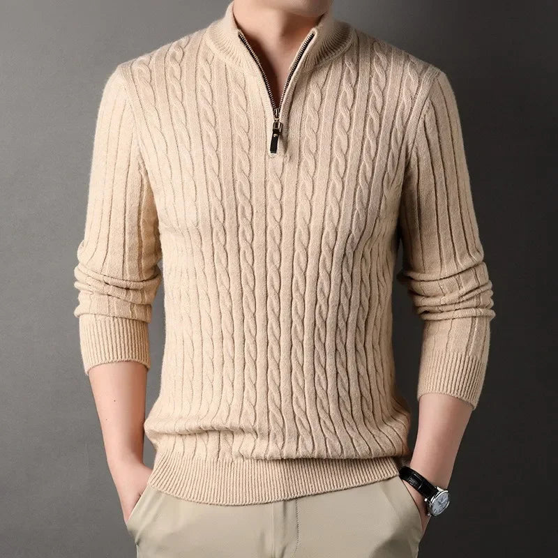Knitted Cashmere Blend Zip-Up Sweater