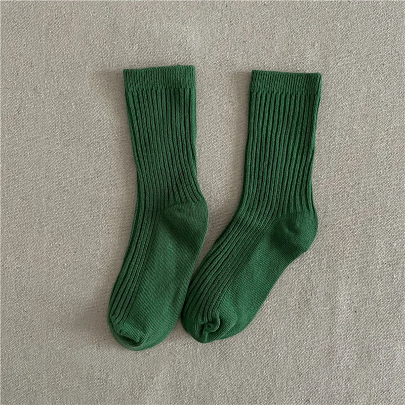 Solid Color Children's Casual Socks Ribbed Boys Girls