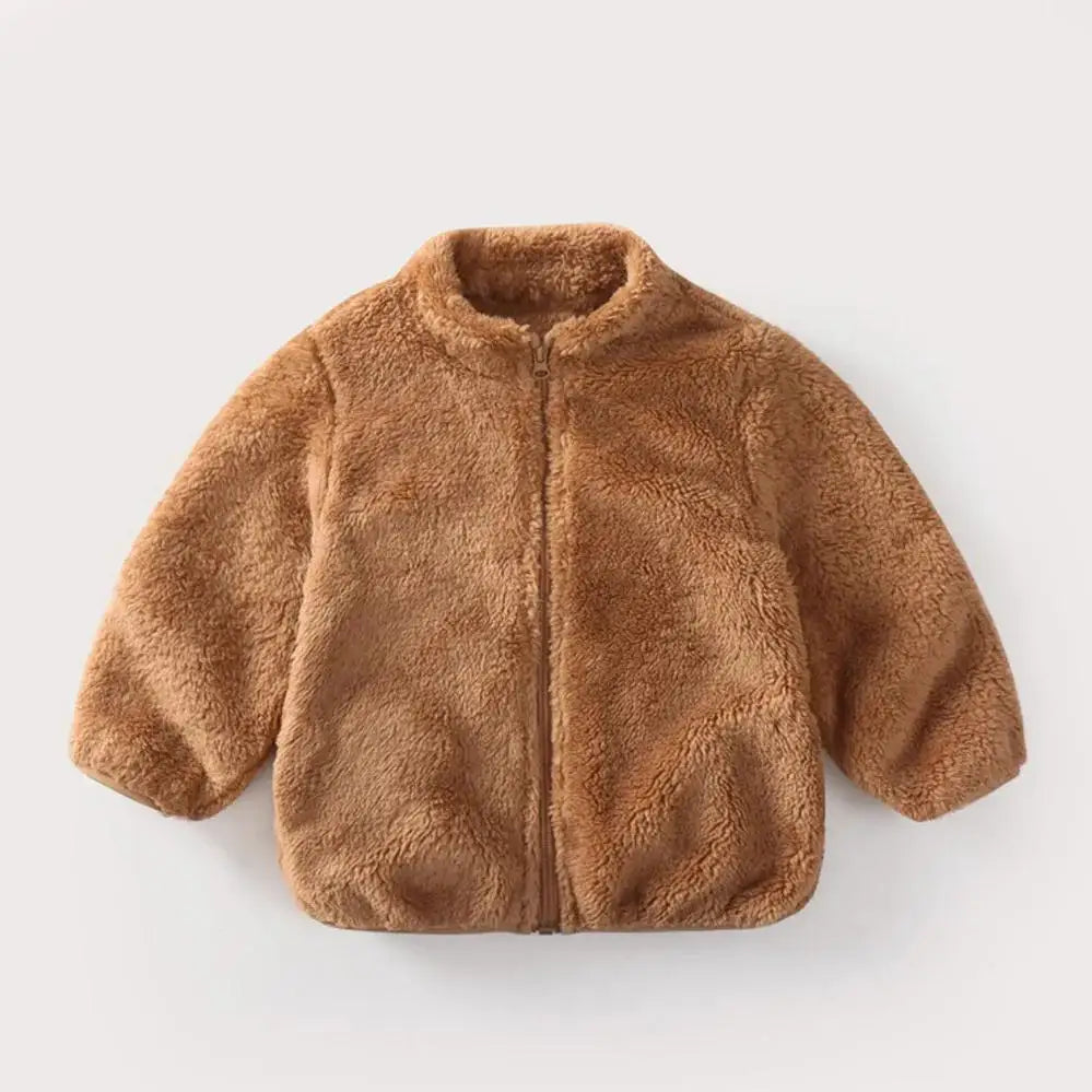 Spring And Autumn Winter Plush Coat For Boys And Girls Warm Clothes For Babies Wearing Double Sided Plush Clothes Outside