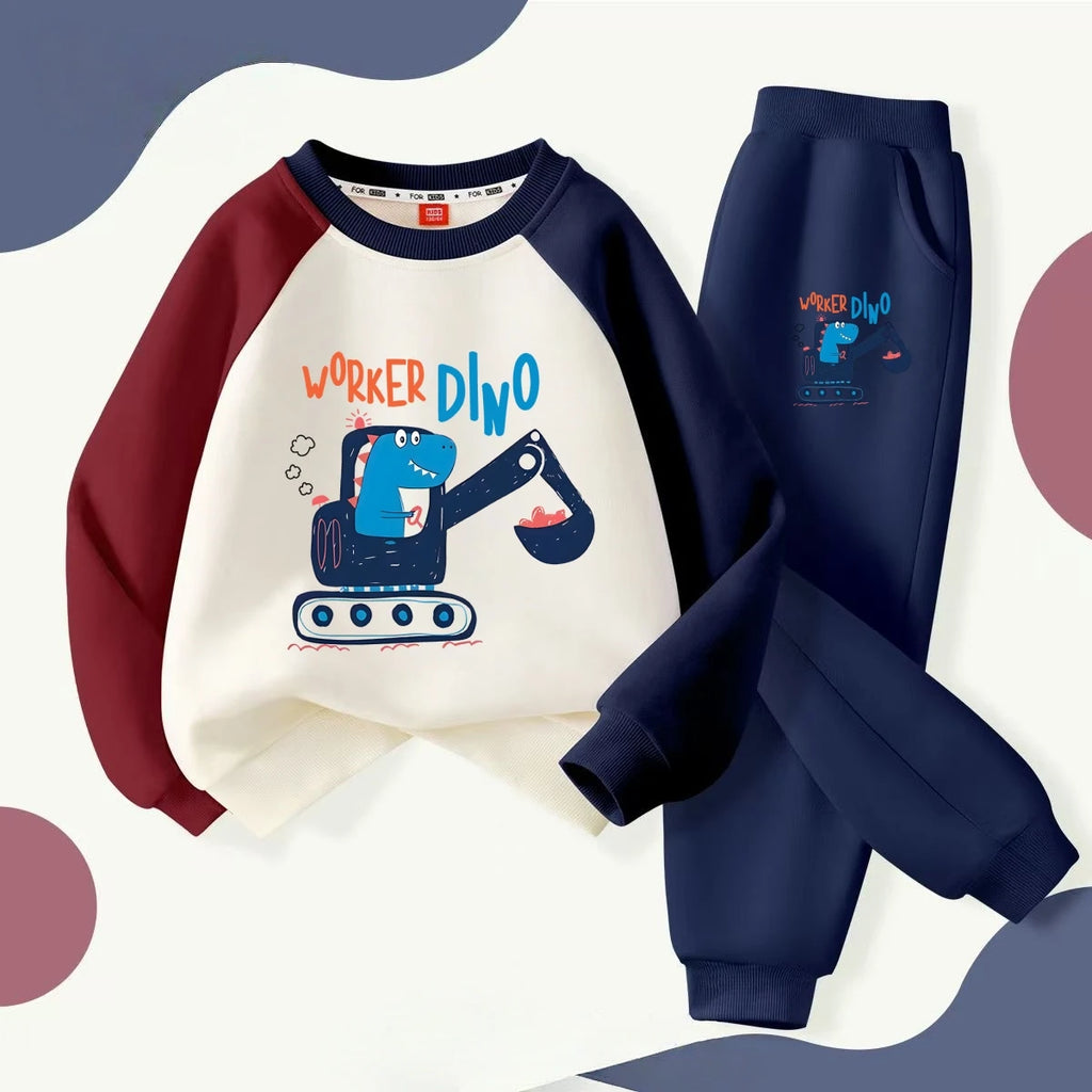 Autumn Baby Boy Cartoon Dinosaur Printed Clothes