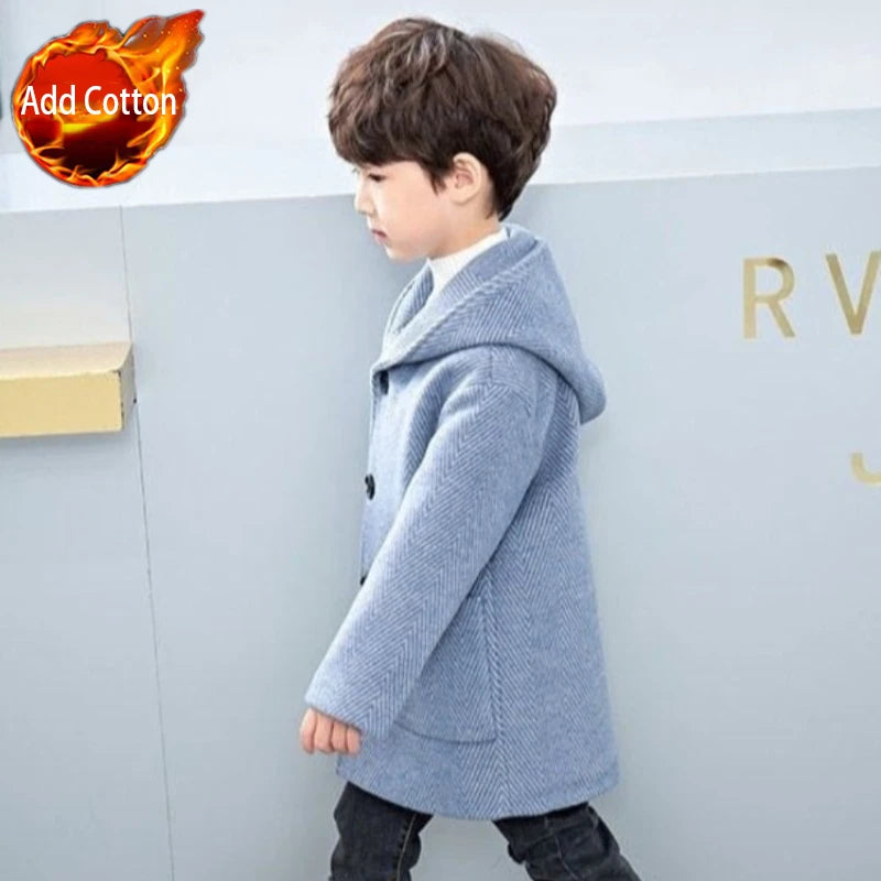 Boys' Thickened Wool Coat Winter