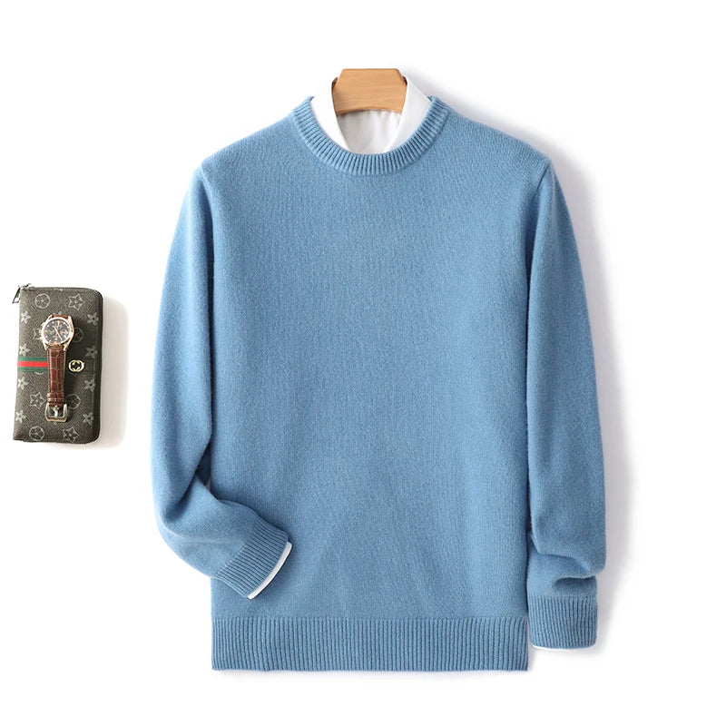 Men's Pure Wool Cashmere Blend Crewneck Sweater