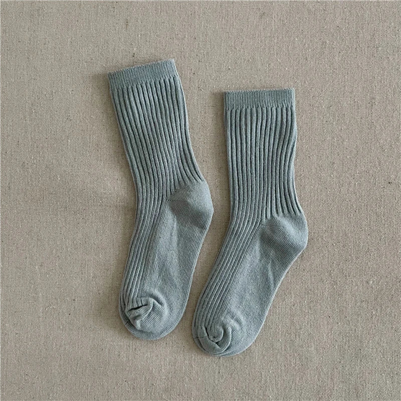 Solid Color Children's Casual Socks Ribbed Boys Girls
