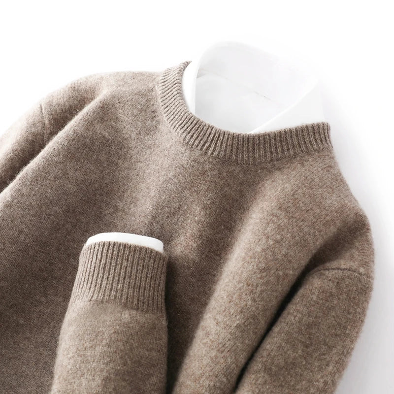 Men's Pure Wool Cashmere Blend Crewneck Sweater